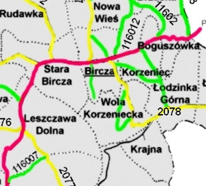 [bircza.pl area roads map, 2006]